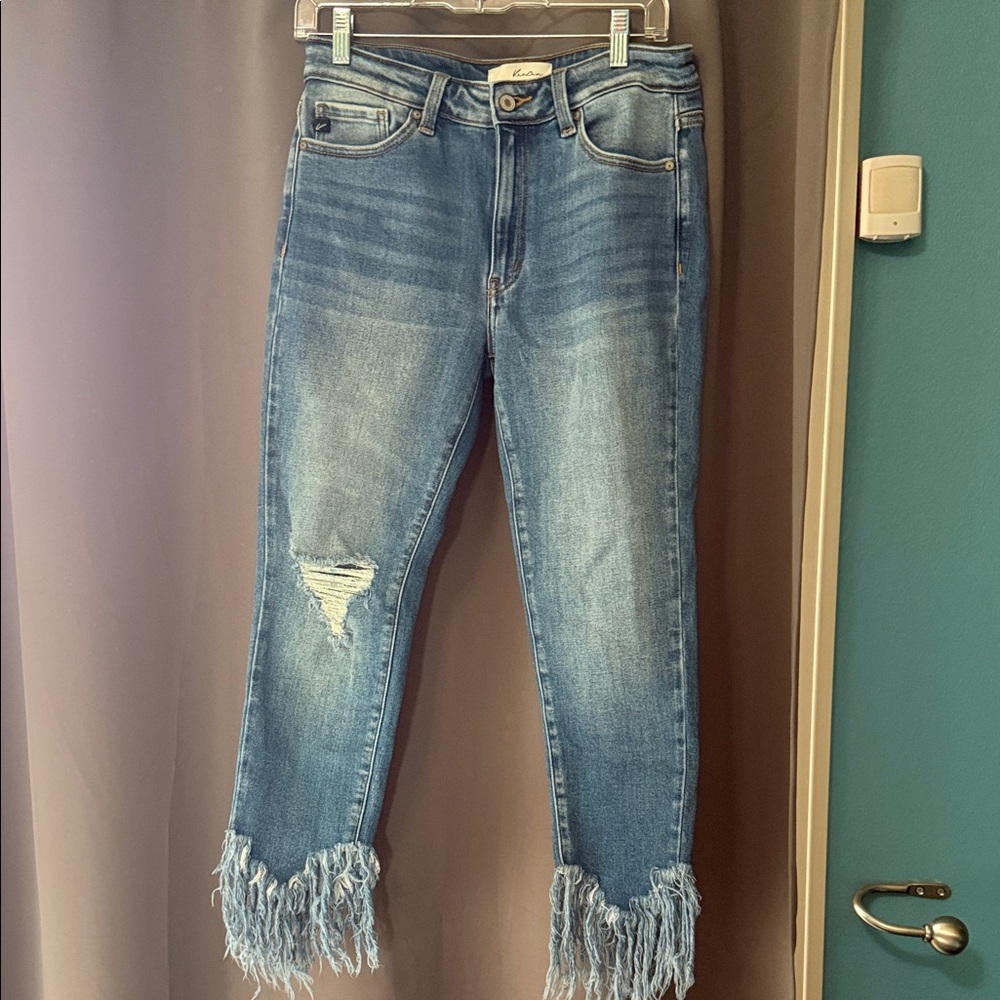 KanCan Distressed Frayed Hem Blue Jeans
